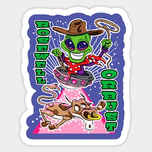 Rosewell Or Bust Alien Abduction Cow Sticker